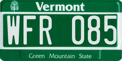 VT license plate WFR085