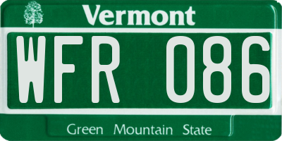 VT license plate WFR086