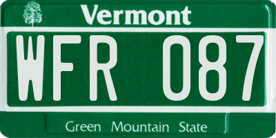 VT license plate WFR087