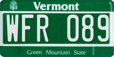 VT license plate WFR089