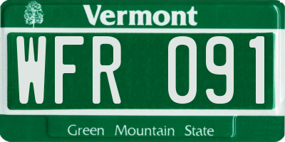 VT license plate WFR091