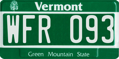 VT license plate WFR093
