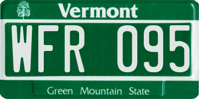 VT license plate WFR095