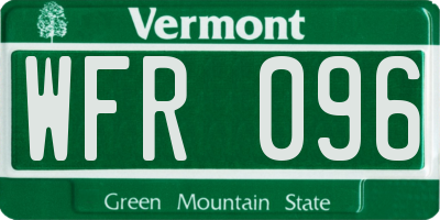 VT license plate WFR096