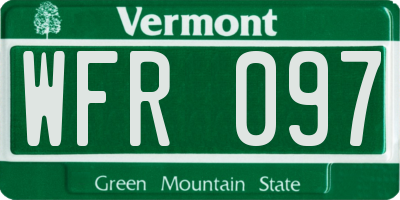 VT license plate WFR097