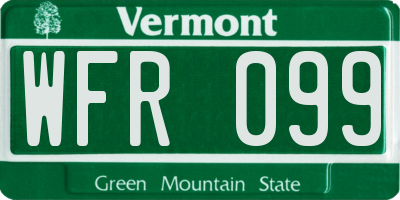 VT license plate WFR099