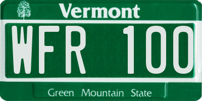 VT license plate WFR100