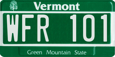 VT license plate WFR101