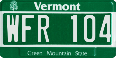 VT license plate WFR104