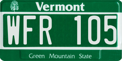 VT license plate WFR105