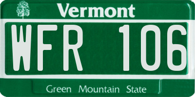 VT license plate WFR106