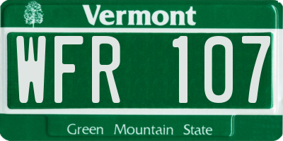 VT license plate WFR107