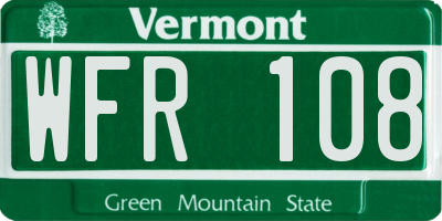 VT license plate WFR108