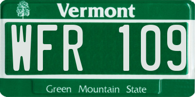 VT license plate WFR109