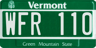 VT license plate WFR110