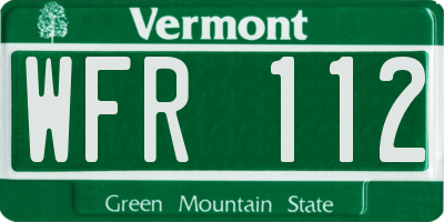 VT license plate WFR112