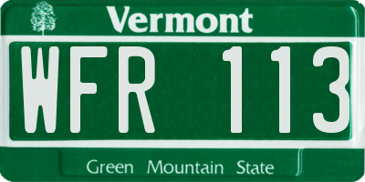 VT license plate WFR113
