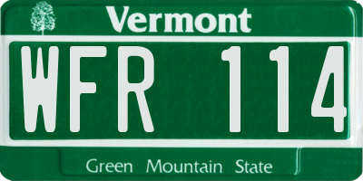 VT license plate WFR114