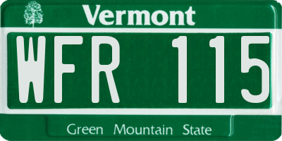 VT license plate WFR115