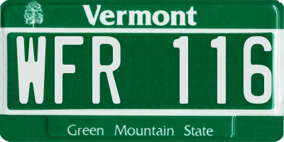 VT license plate WFR116