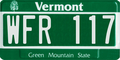 VT license plate WFR117
