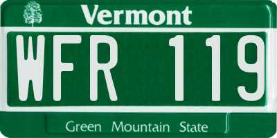 VT license plate WFR119
