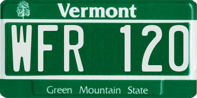 VT license plate WFR120
