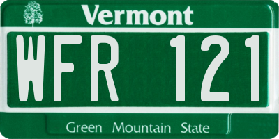 VT license plate WFR121
