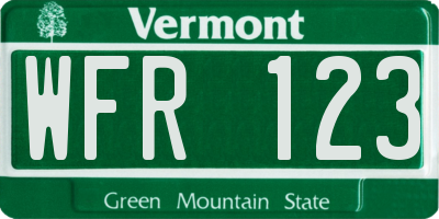 VT license plate WFR123
