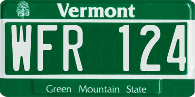 VT license plate WFR124