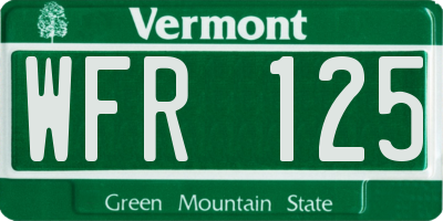 VT license plate WFR125