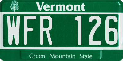 VT license plate WFR126