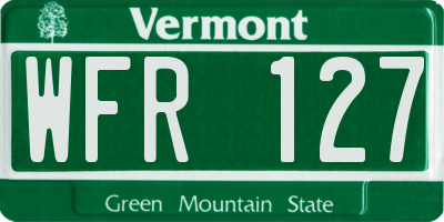 VT license plate WFR127