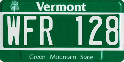VT license plate WFR128