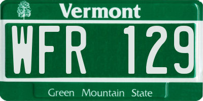 VT license plate WFR129