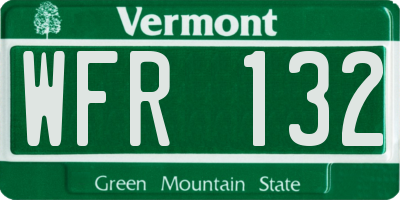 VT license plate WFR132