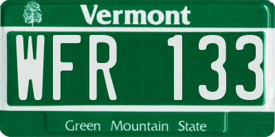 VT license plate WFR133