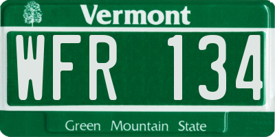 VT license plate WFR134