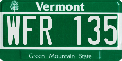 VT license plate WFR135