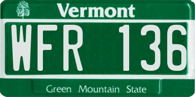VT license plate WFR136