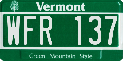 VT license plate WFR137