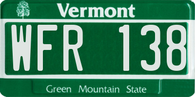 VT license plate WFR138