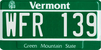 VT license plate WFR139