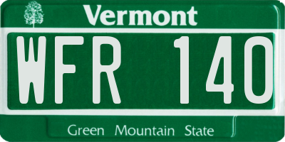 VT license plate WFR140