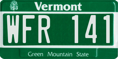 VT license plate WFR141
