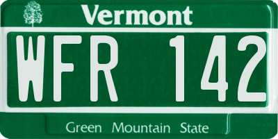VT license plate WFR142