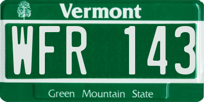 VT license plate WFR143