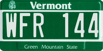 VT license plate WFR144