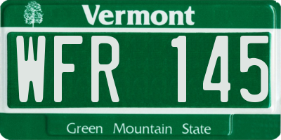 VT license plate WFR145