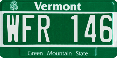 VT license plate WFR146